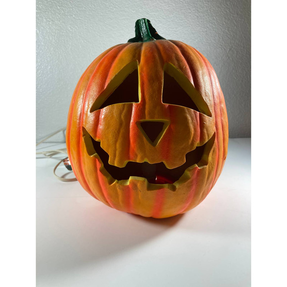 Vintage Trendmasters Light Up Foam Blow Mold Pumpkin Head Jack O Lantern 1992‎ - Picture 2 of 9